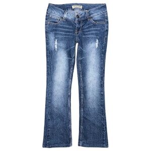 Paris Blues Y2K Bootcut Distressed Jeans Women’s Size 7 (29x29.5) Blue Low Rise